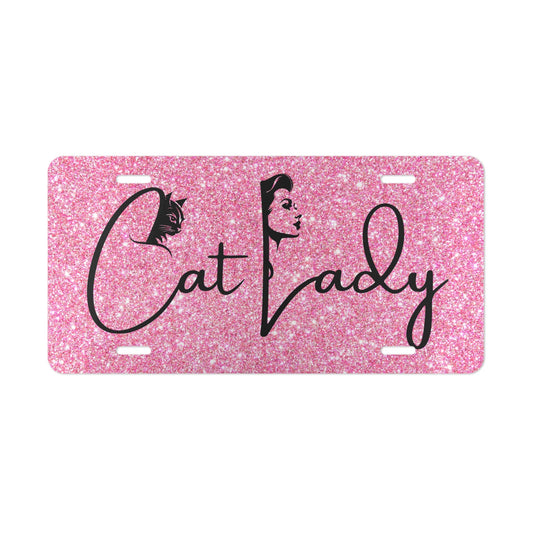 Sparkly Cat Lady Vanity Plate - License Plate for Cat Lovers Printify
