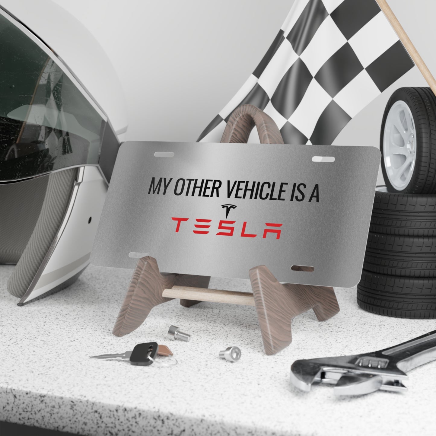 Vanity Plate - "My Other Vehicle is a Tesla" - Unique Car Decoration