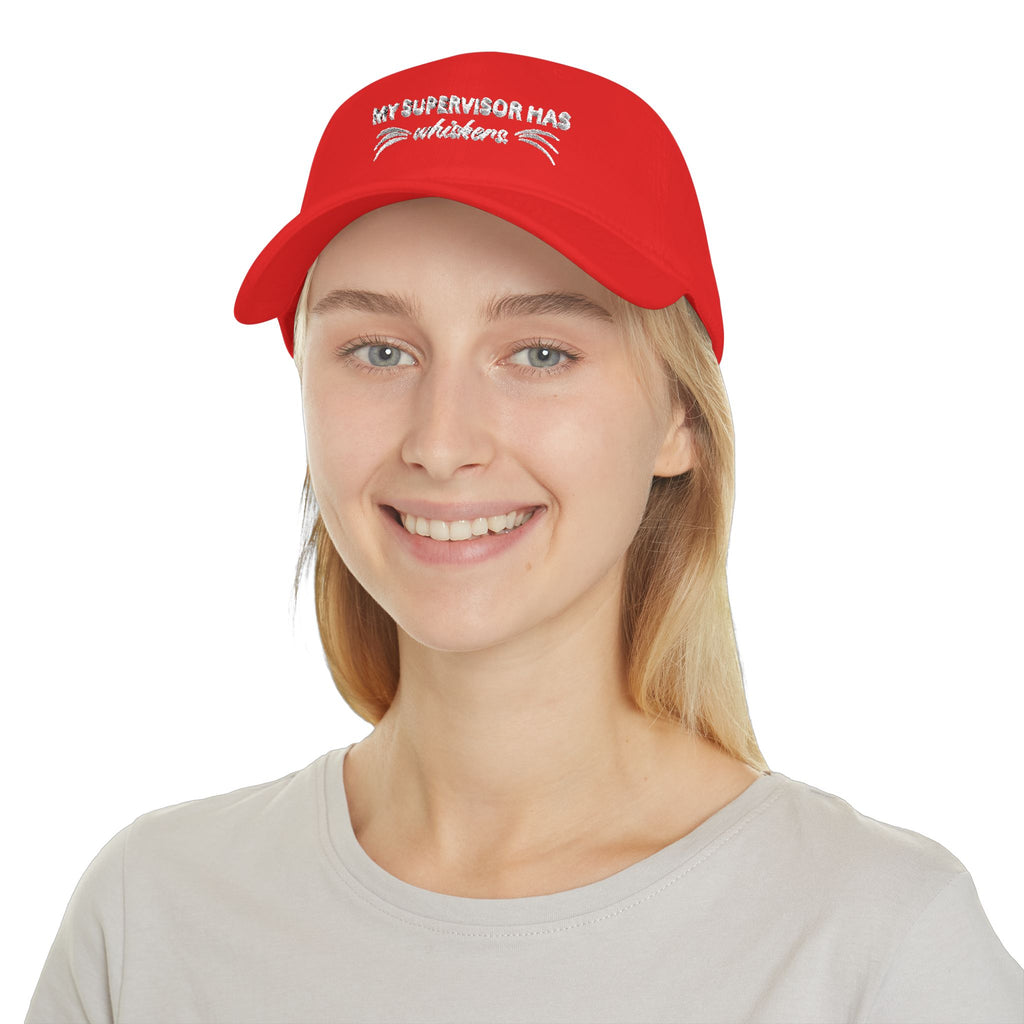 My Supervisor Has Whiskers Embroidered Cat Lover Baseball Cap