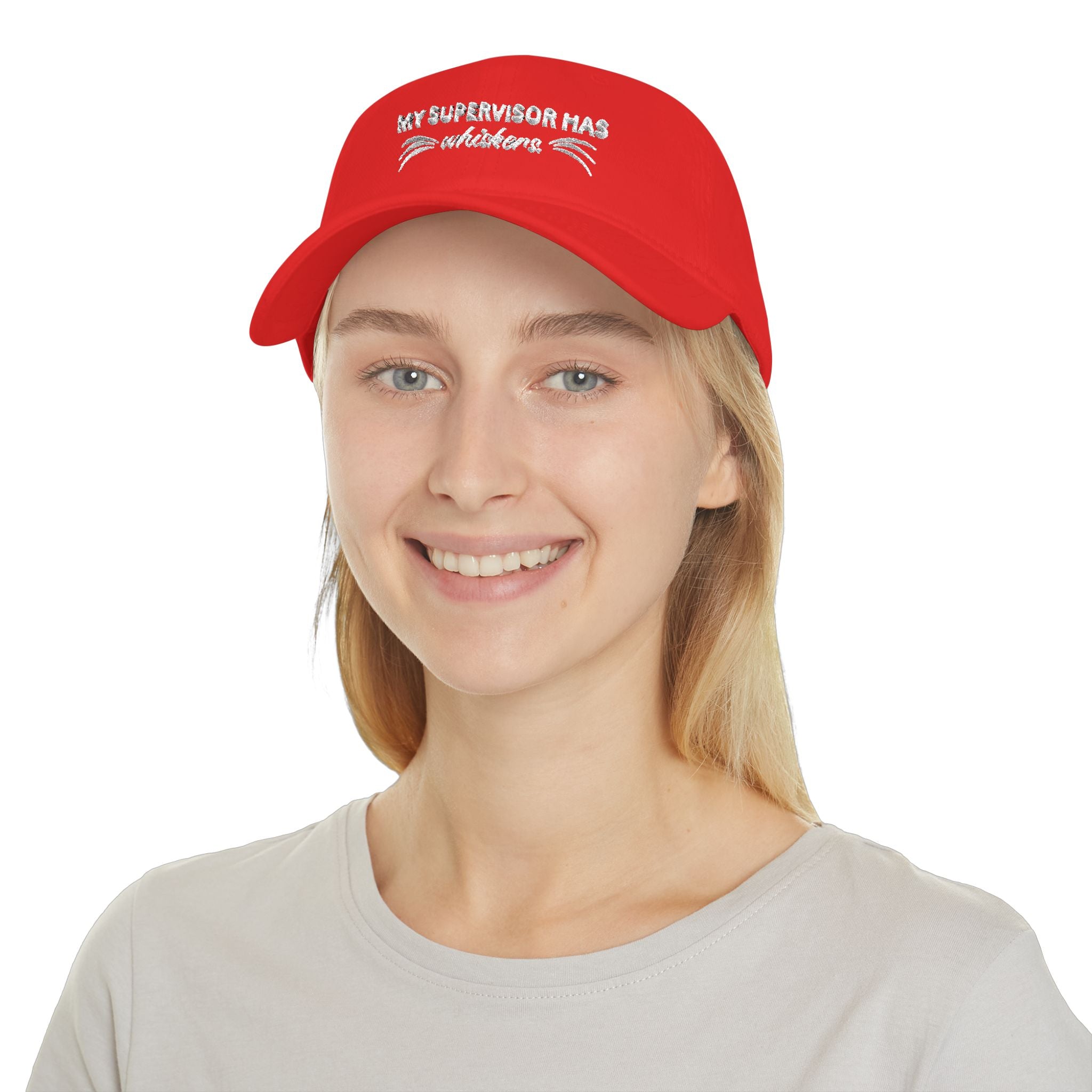 My Supervisor Has Whiskers Embroidered Cat Lover Baseball Cap