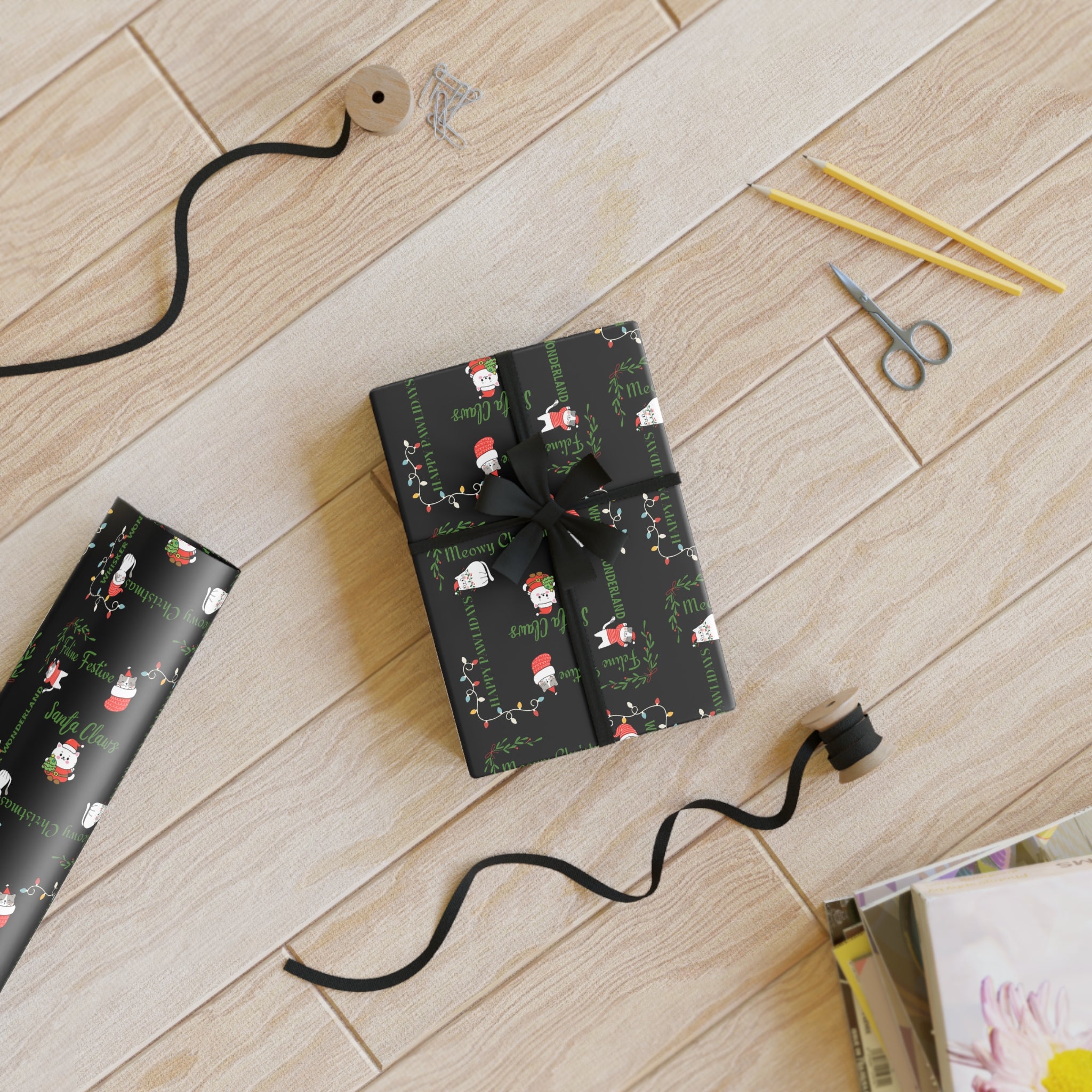 Cat Pun Christmas Gift Wrapping Paper Roll - Paper Products, Gift Wrapping Paper - EpiAl's Shop