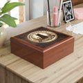 Emotionally Regulated by a Cat – Wood Jewelry Box (Brown Finish)