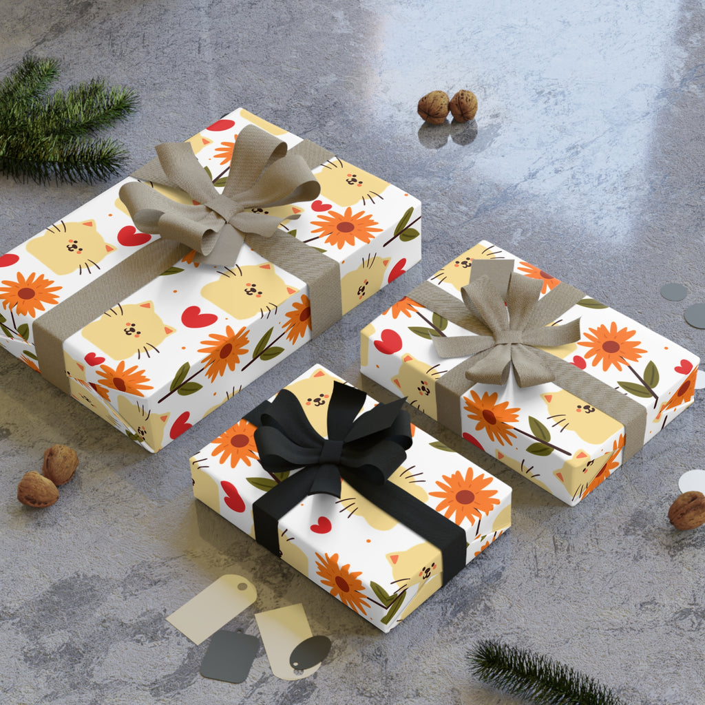 Flower Kitty Wrapping Paper – Cute Cat Gift Wrap