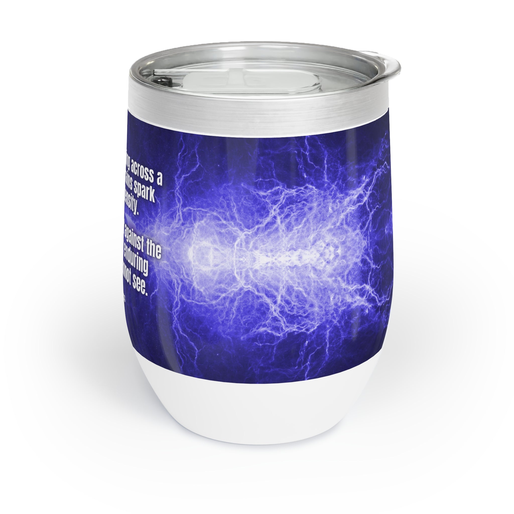 Photo depicting the ​Resilient Against the Tempest Chill Wine Tumbler from EpiAl's Shop.