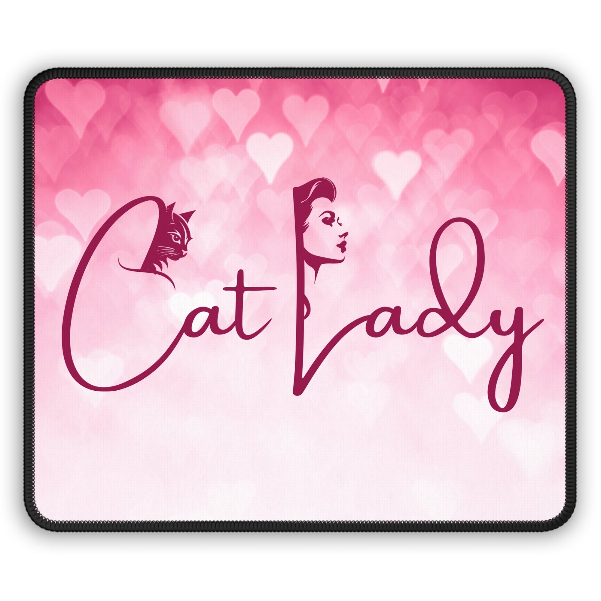 Cat Lady Hearts Gaming Mouse Pad - Perfect for Cat Lovers and Gamers Printify