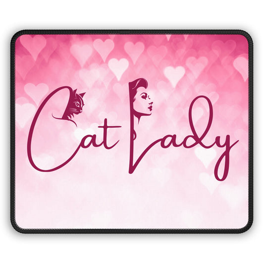 Cat Lady Hearts Gaming Mouse Pad - Perfect for Cat Lovers and Gamers Printify