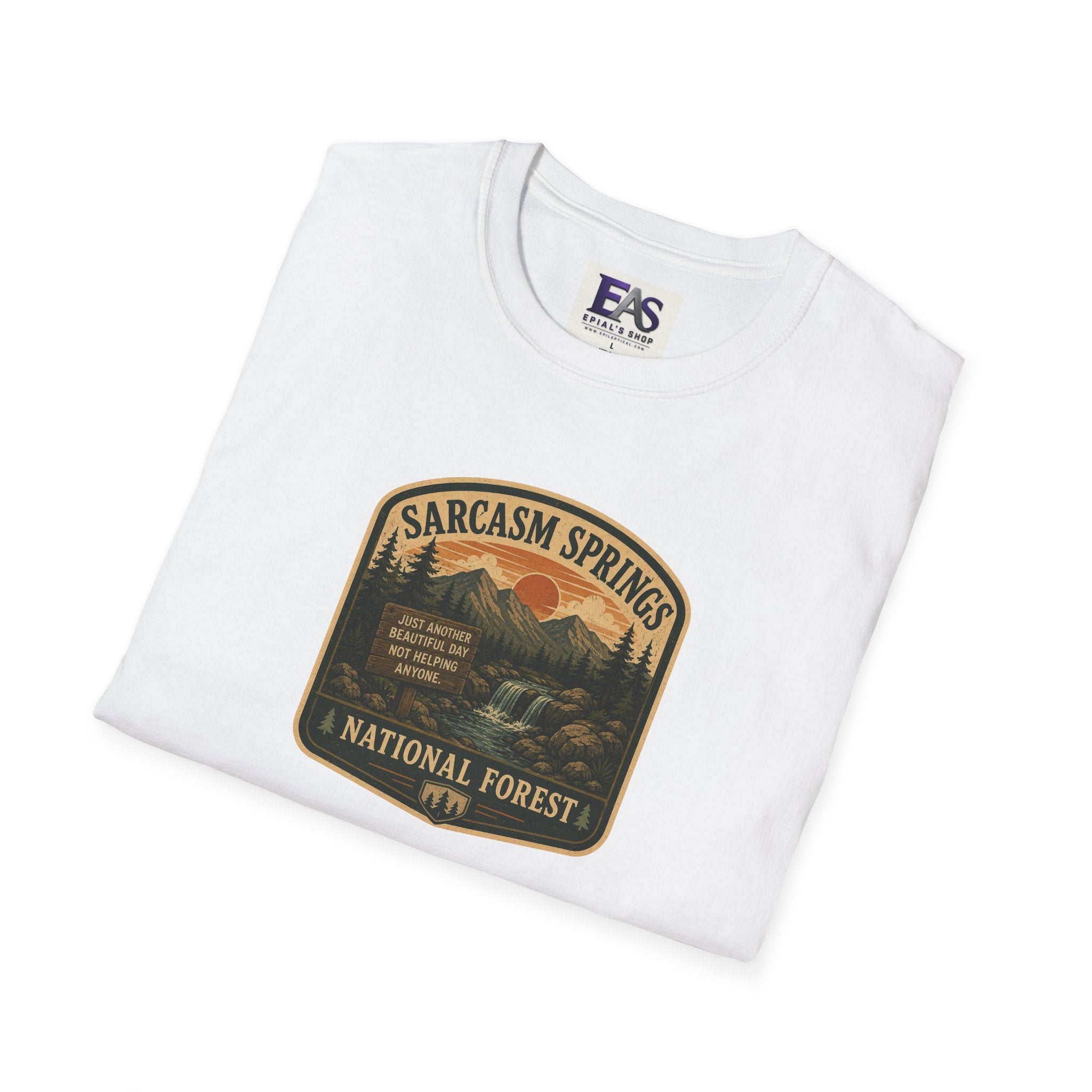 Sarcasm Springs National Forest Unisex T-Shirt | Funny Retro Outdoors Graphic Tee
