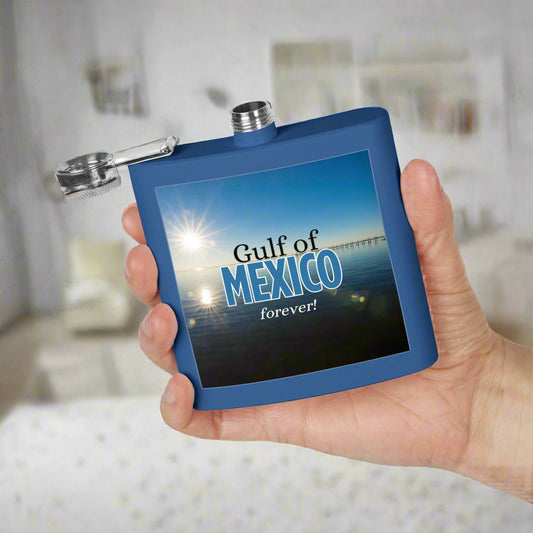 Gulf of Mexico 6oz Stainless Steel Flask - Perfect for Travel & Celebrations