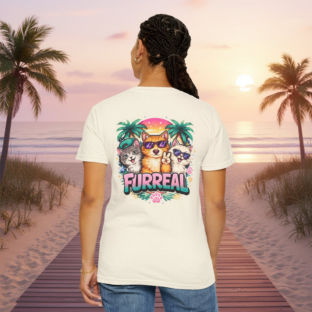 Furreal Cat Sunset Tee | Cool Cats, No Explanation Unisex T-Shirt