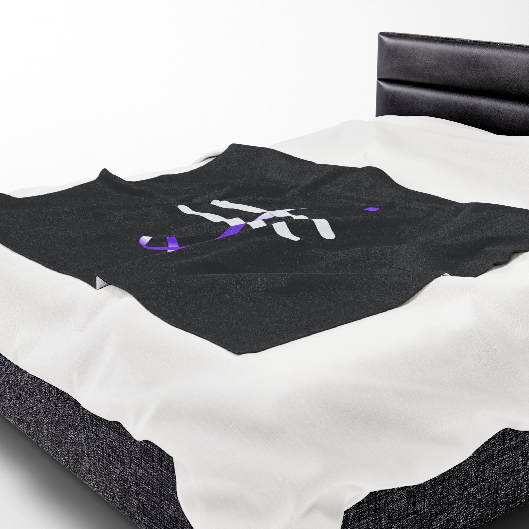 “Pause” Epilepsy Awareness Velveteen Blanket – Purple Ribbon Pause Symbol