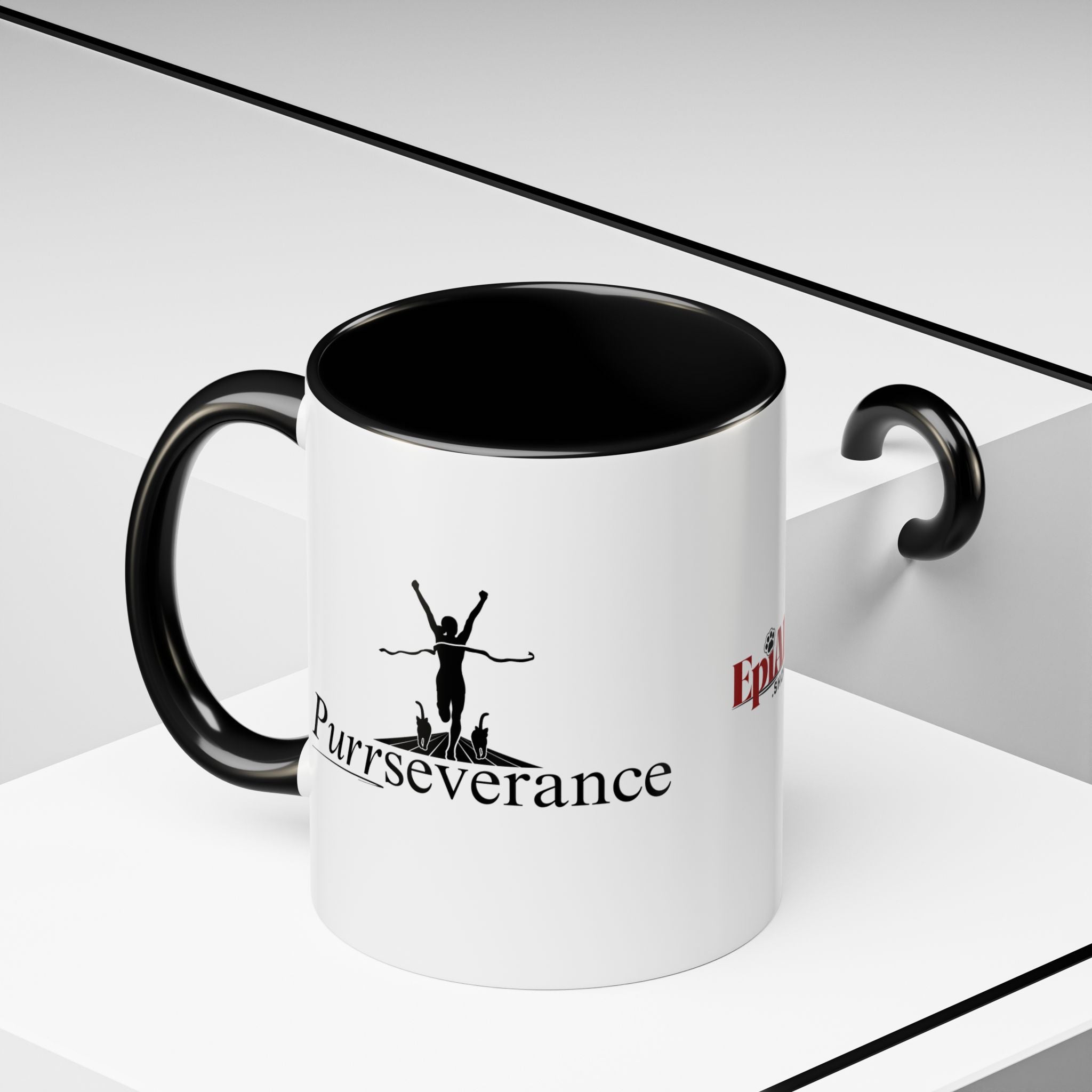 Photo depicting the ​Purrseverance Accent Coffee Mug (11, 15oz) from EpiAl's Shop.