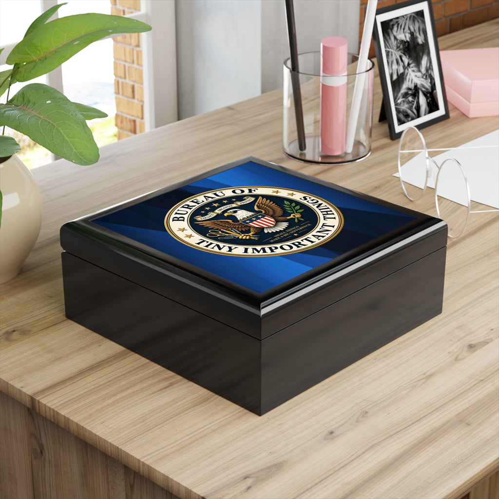 Bureau of Tiny Important Things Collection Box | Funny Office Keepsake & Small Item Storage Box