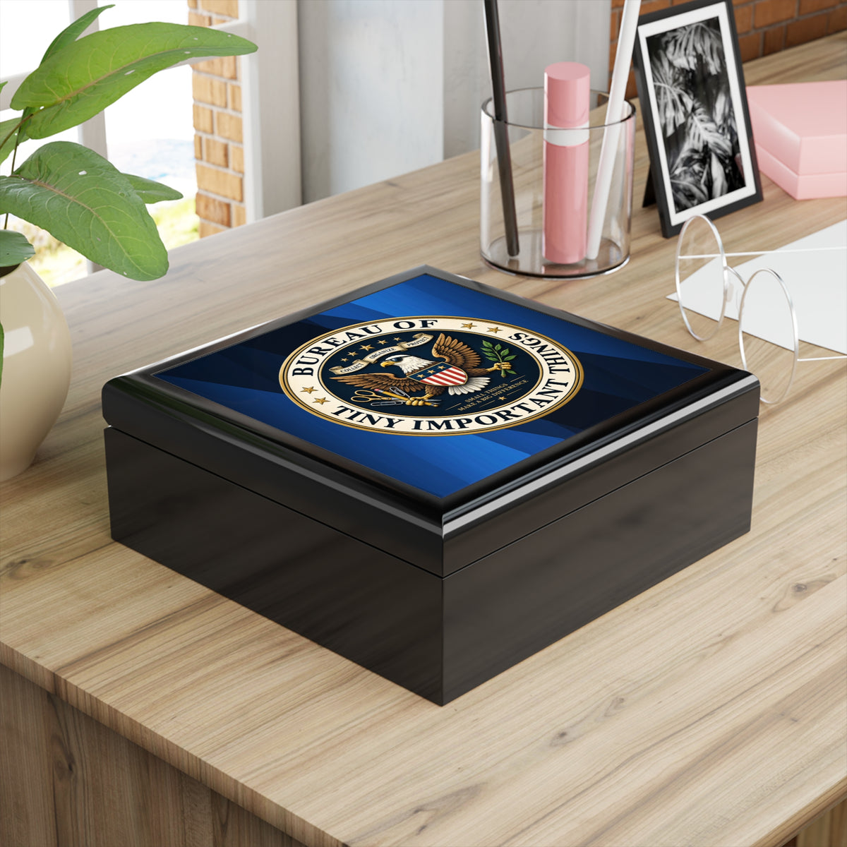 Bureau of Tiny Important Things Collection Box | Funny Office Keepsake & Small Item Storage Box