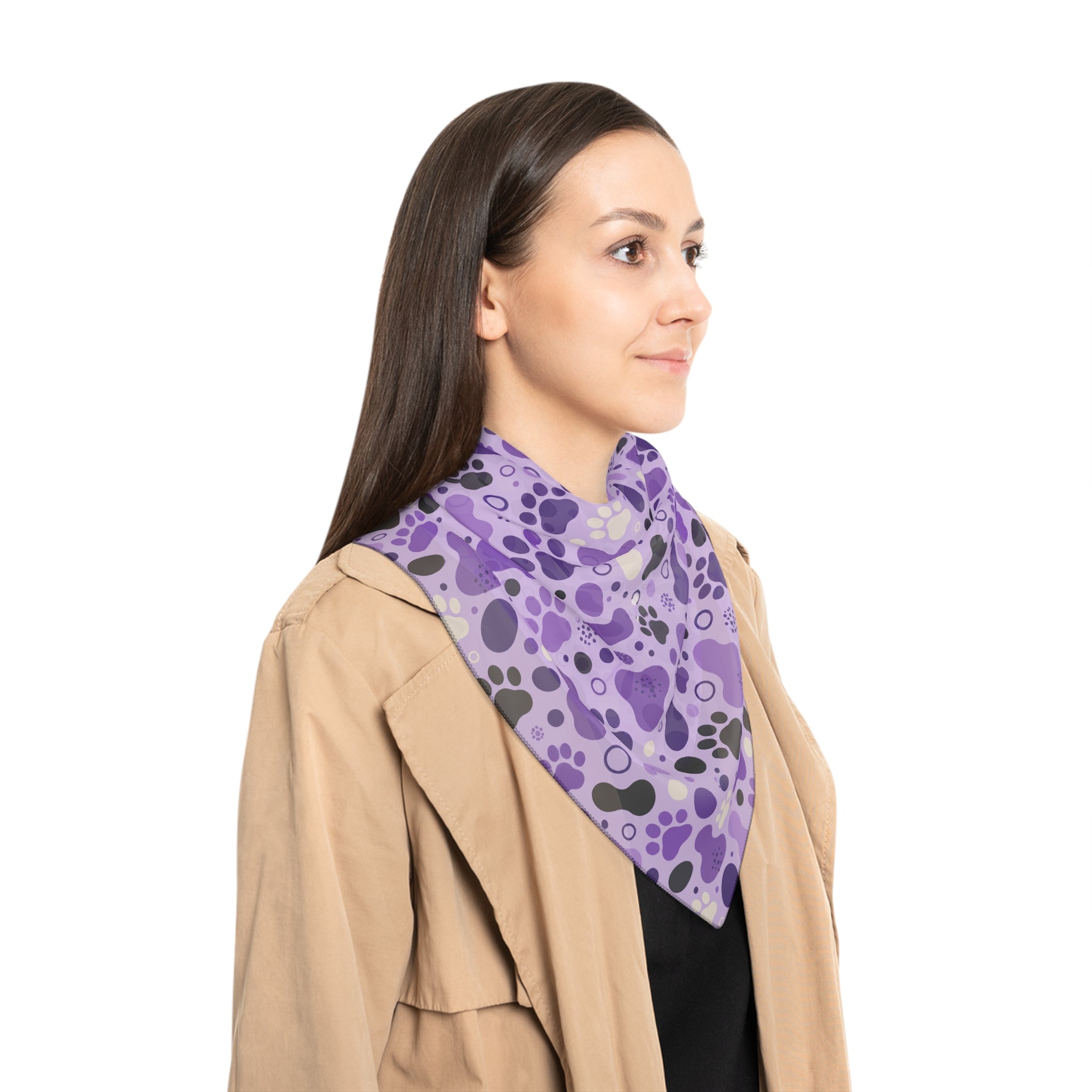Purple Paw Print Scarf | Cat & Dog Lover Square Scarf
