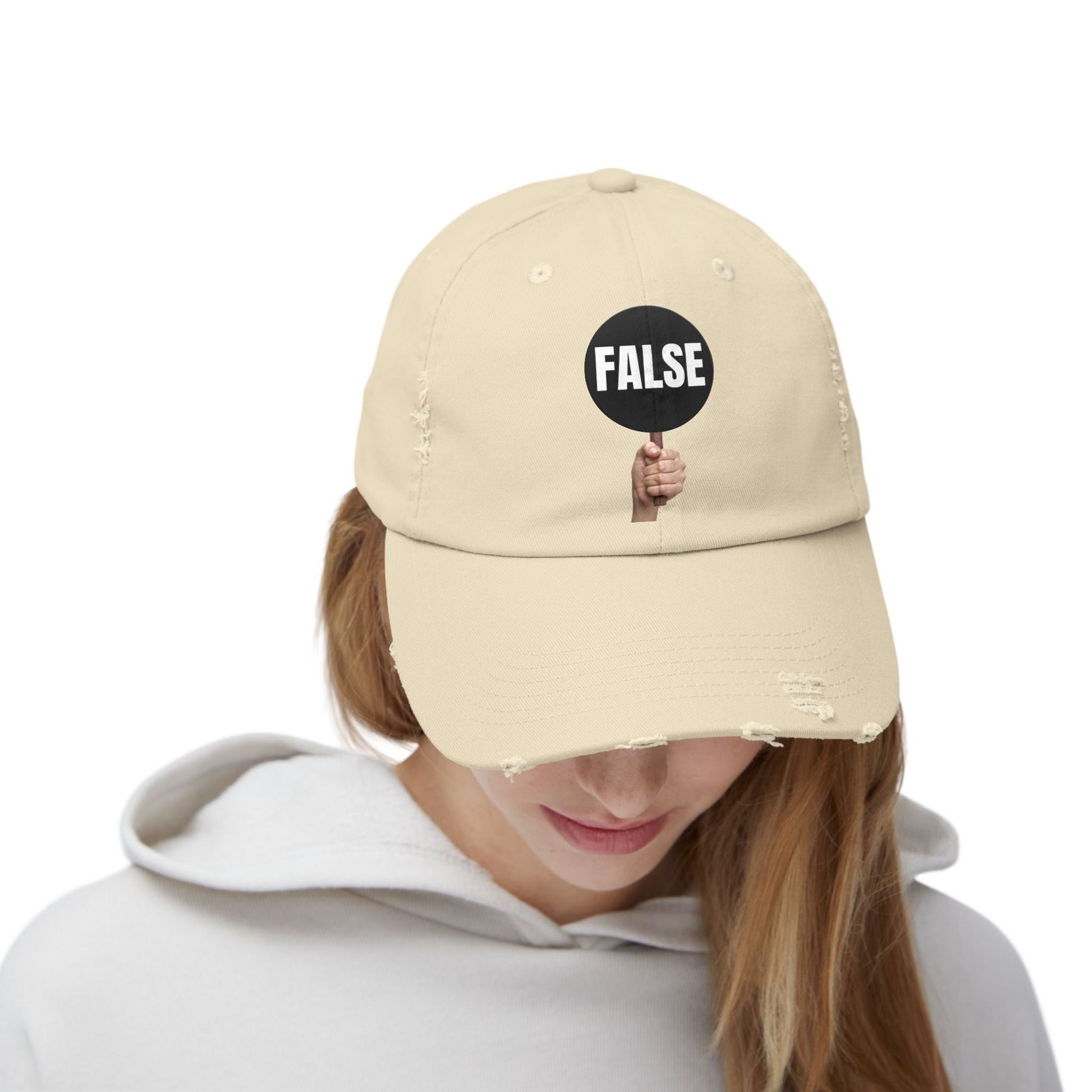 False Sign Unisex Distressed Cap Printify