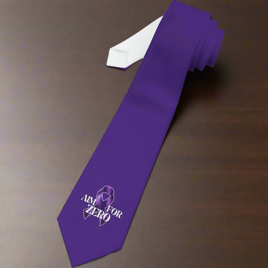 Aim for Zero Purple Epilepsy Awareness Necktie