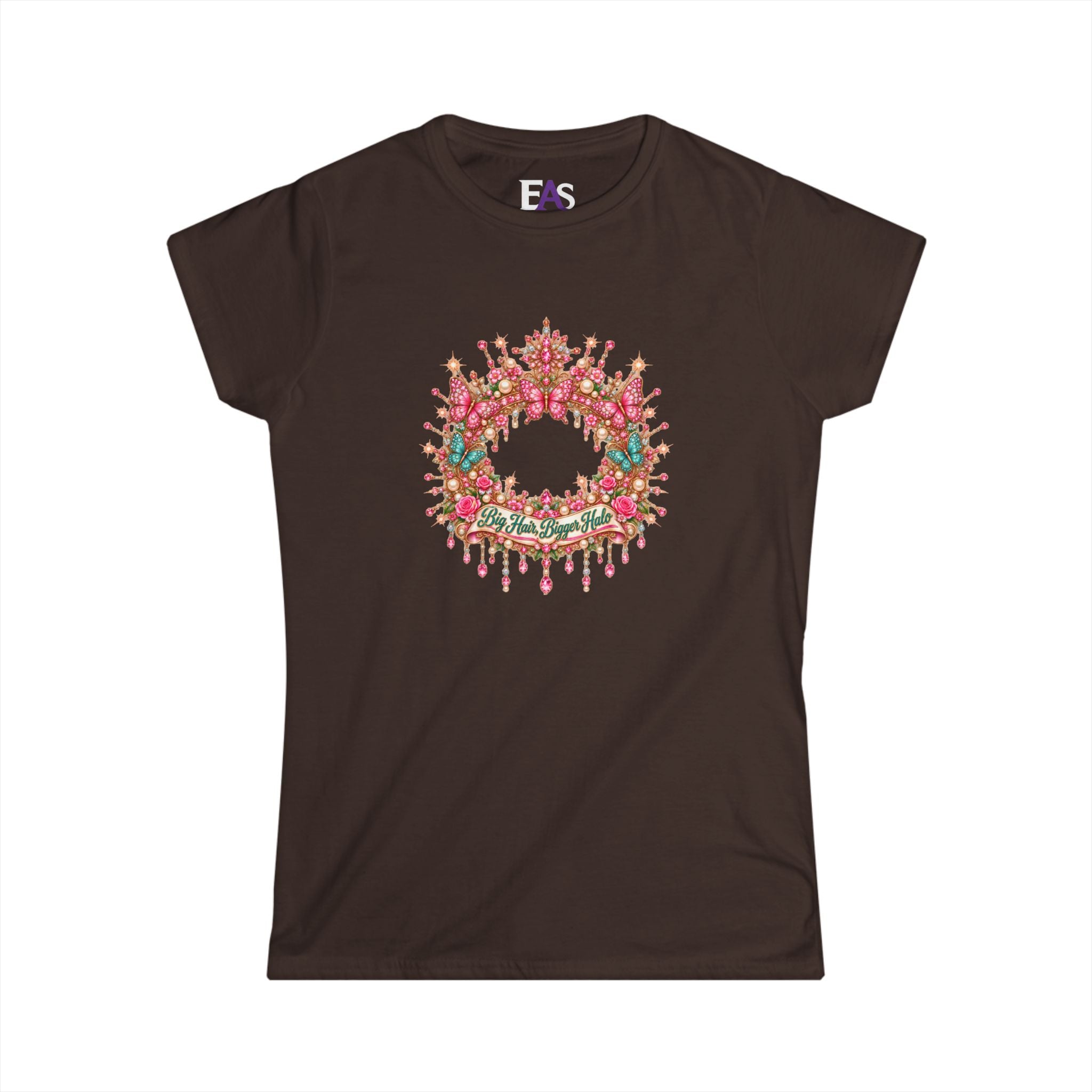 Big Hair, Bigger Halo Women’s T-Shirt | Country Glam Butterfly Tee | Heaven-Inspired Rhinestone Shirt