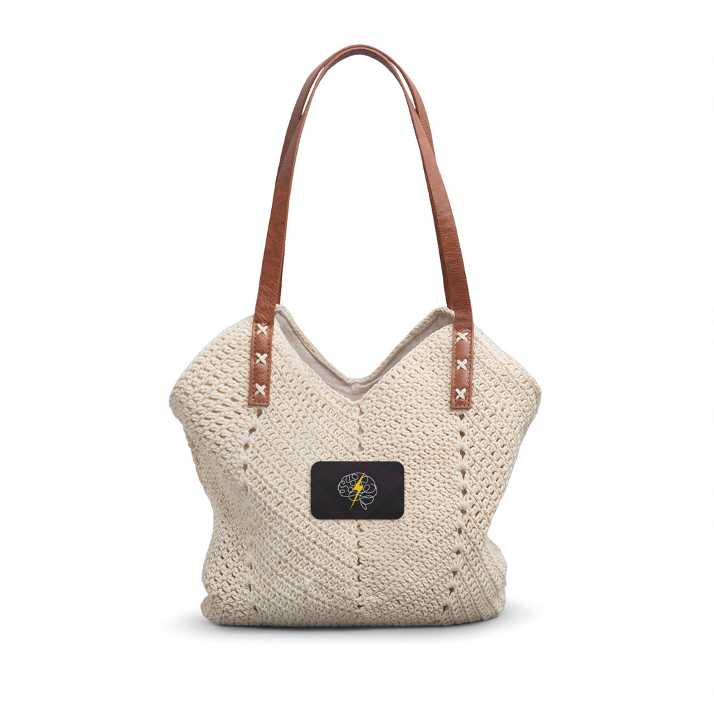 Wired Different Brain & Bolt Straw Shoulder Bag