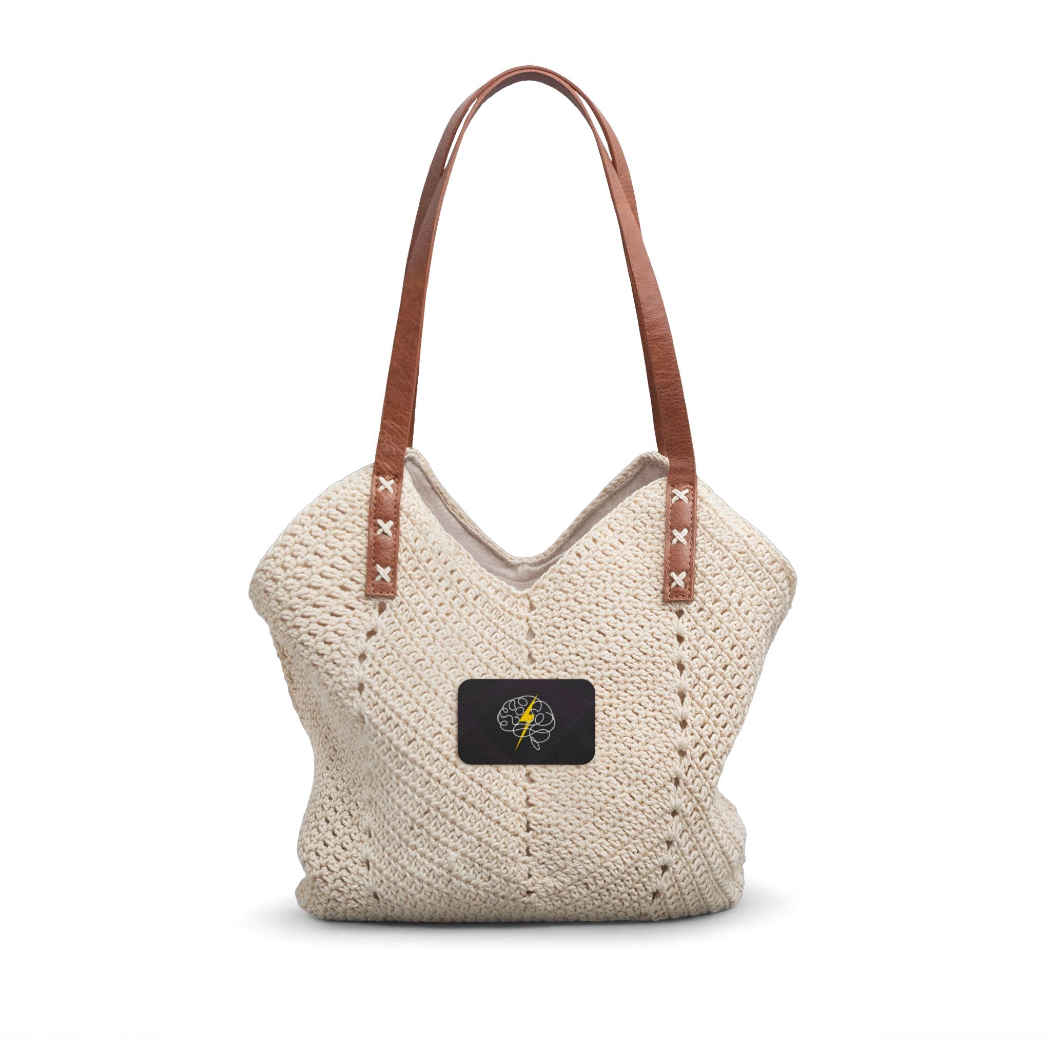 Wired Different Brain & Bolt Straw Shoulder Bag