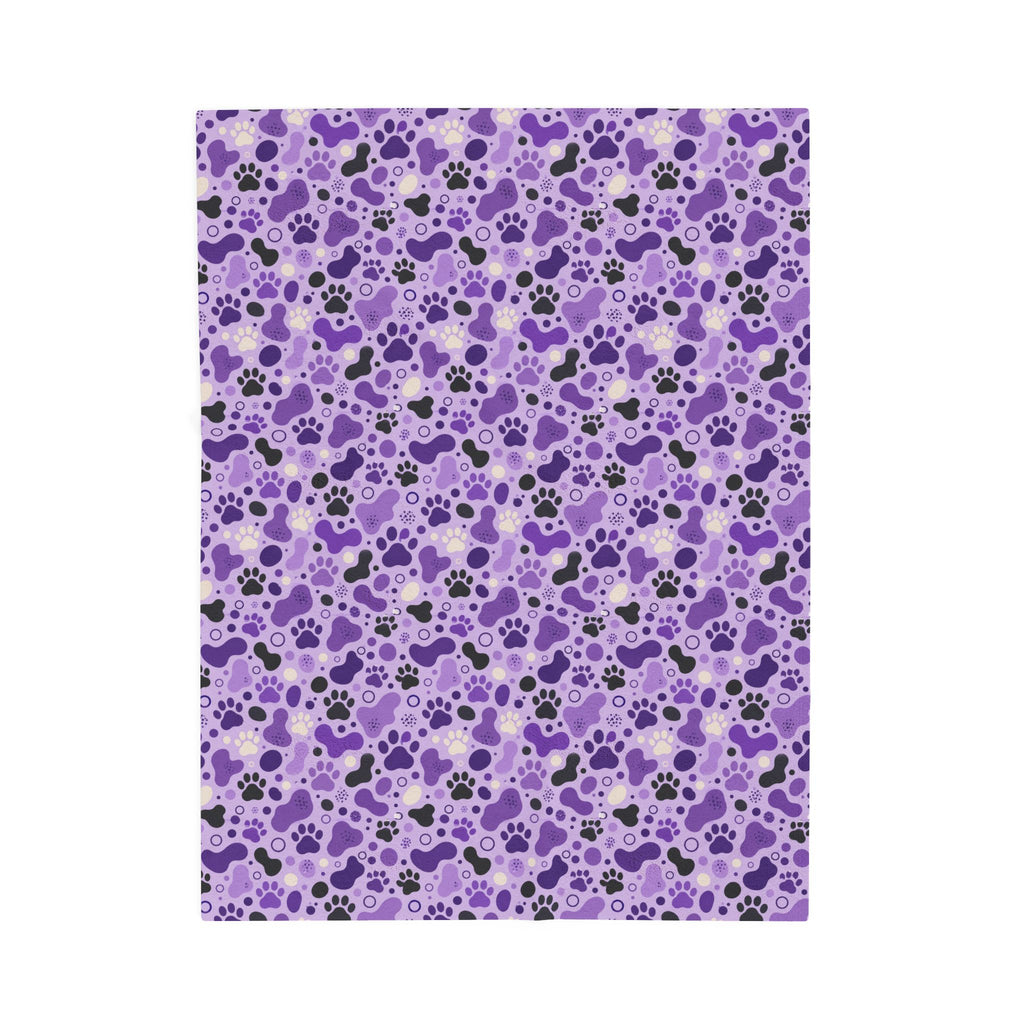 Purple Paw Print Plush Blanket | Cat & Dog Lover Cozy Throw Blanket