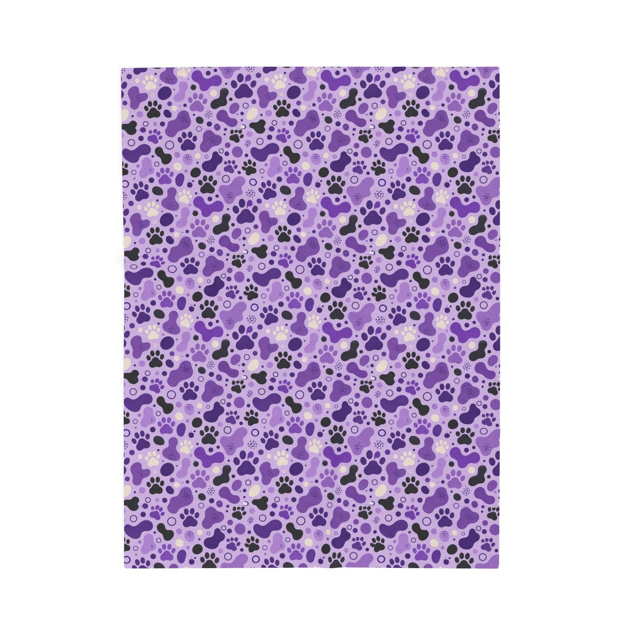 Purple Paw Print Plush Blanket | Cat & Dog Lover Cozy Throw Blanket