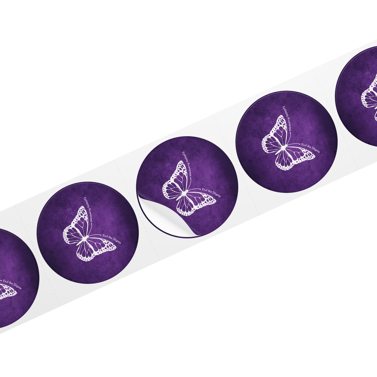 Butterfly Epilepsy Awareness Round Sticker Rolls