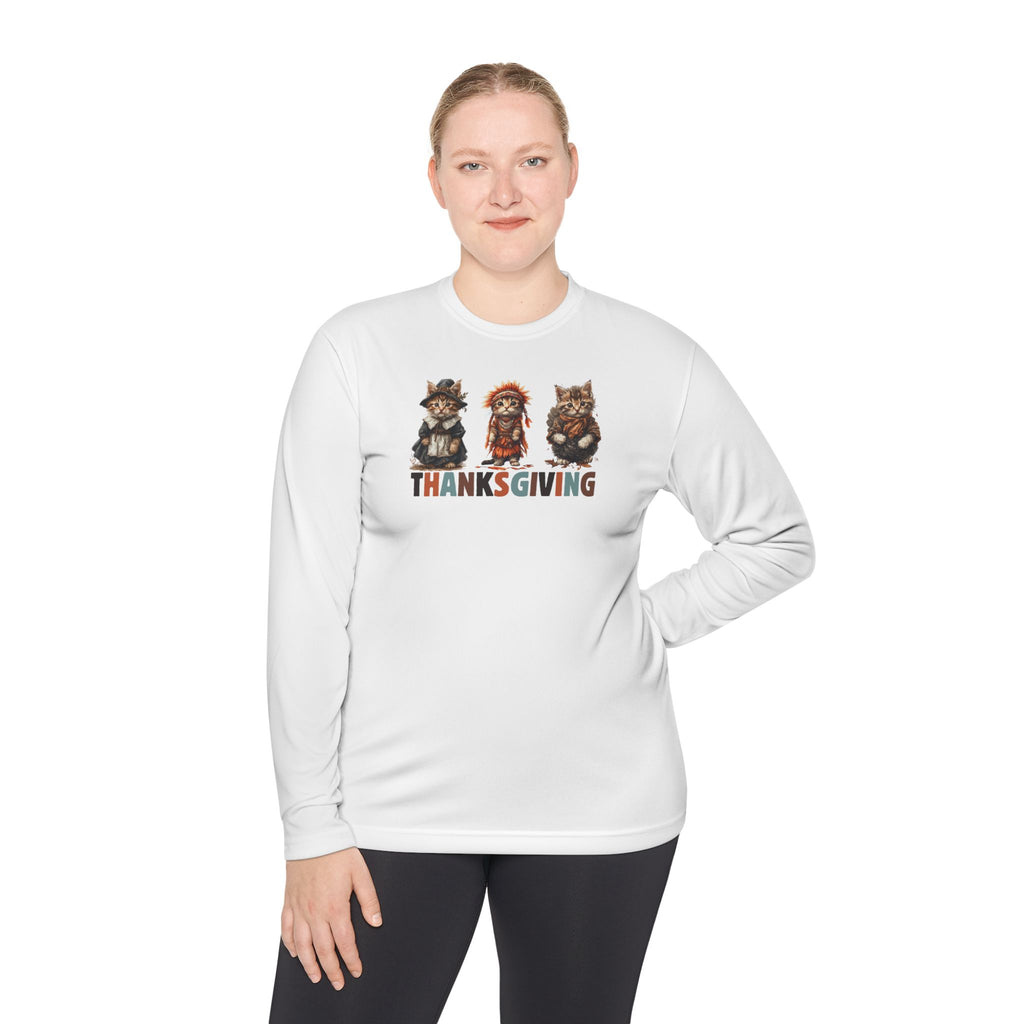 Thanksgiving Cat Themed Unisex Long Sleeve Tee