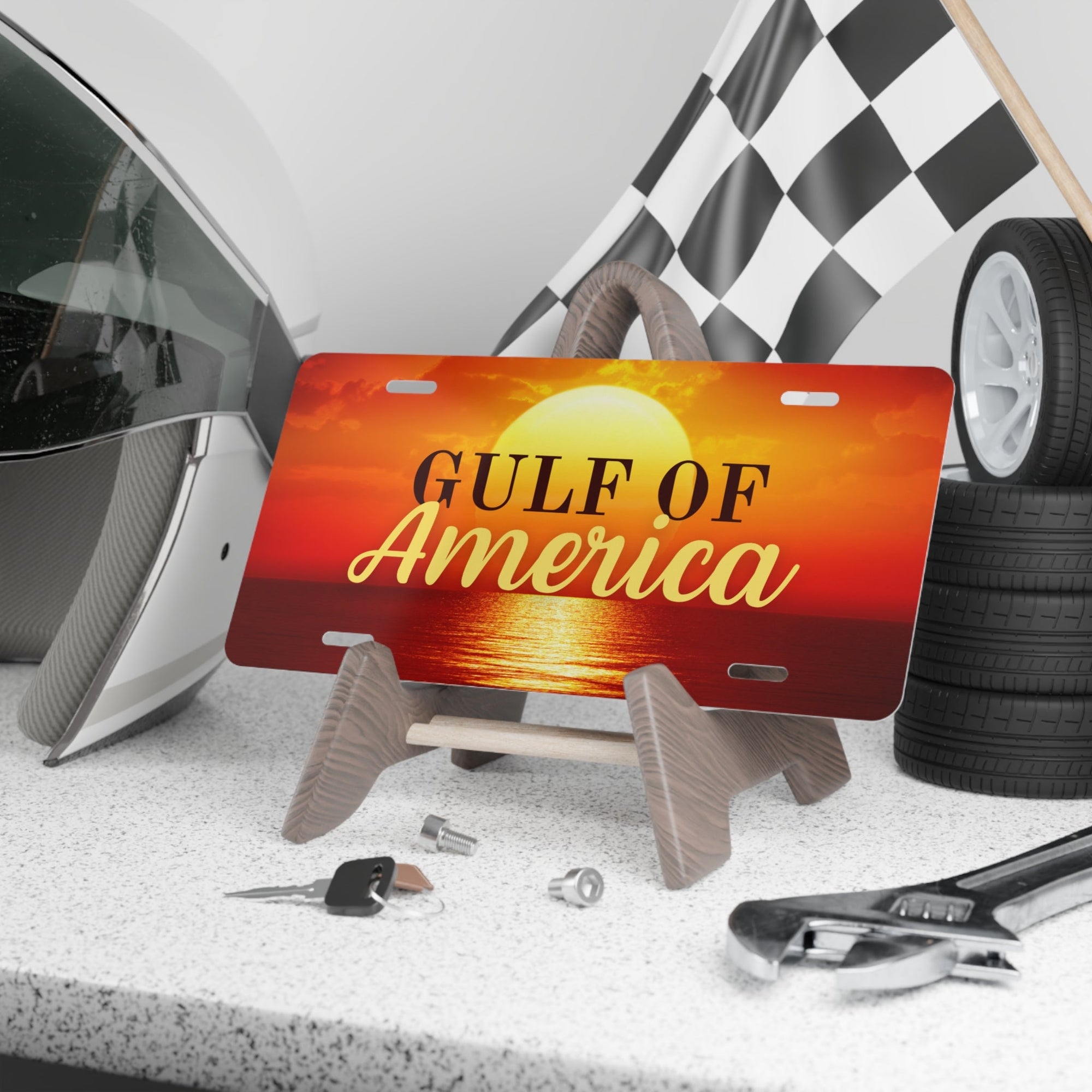 Gulf of America Sunset License Plate Printify
