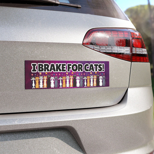 "I Brake for Cats" Funny Cat Car Magnet