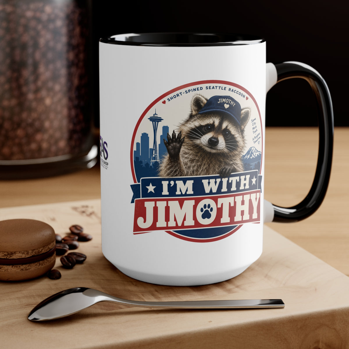 I’m With Jimothy Raccoon Accent Coffee Mug