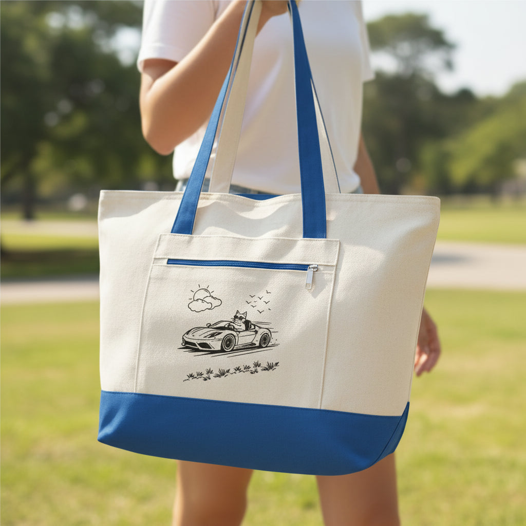 Wander Road Canvas Tote Bag – Heavyweight Zippered Cotton Market Tote