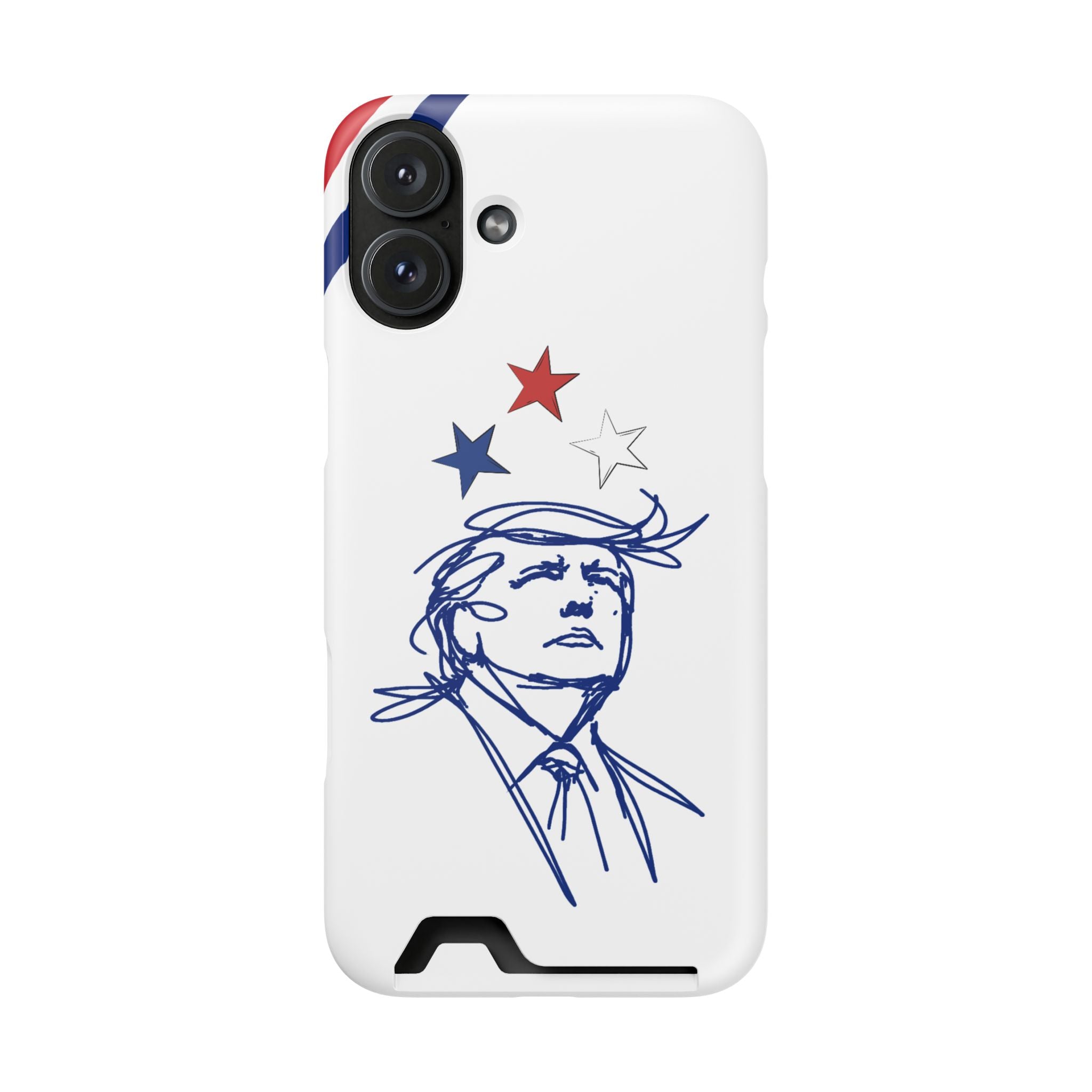 Swoop Guy iPhone Case – Minimal Line Portrait Patriotic Design, Slim Protective Case with Card Slot
