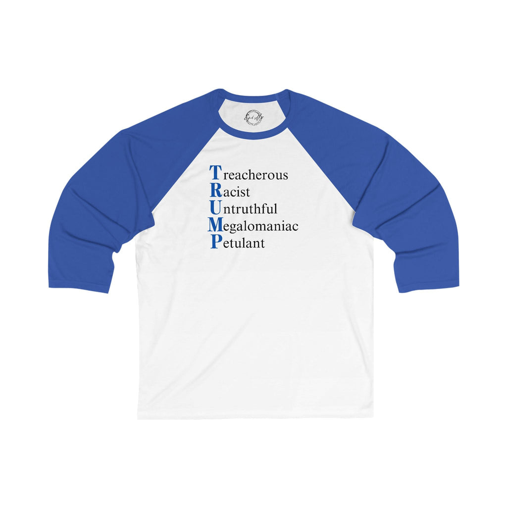 Patriotic Baseball Tee - Unisex 3/4 Sleeve with Anti-Trump Design Printify