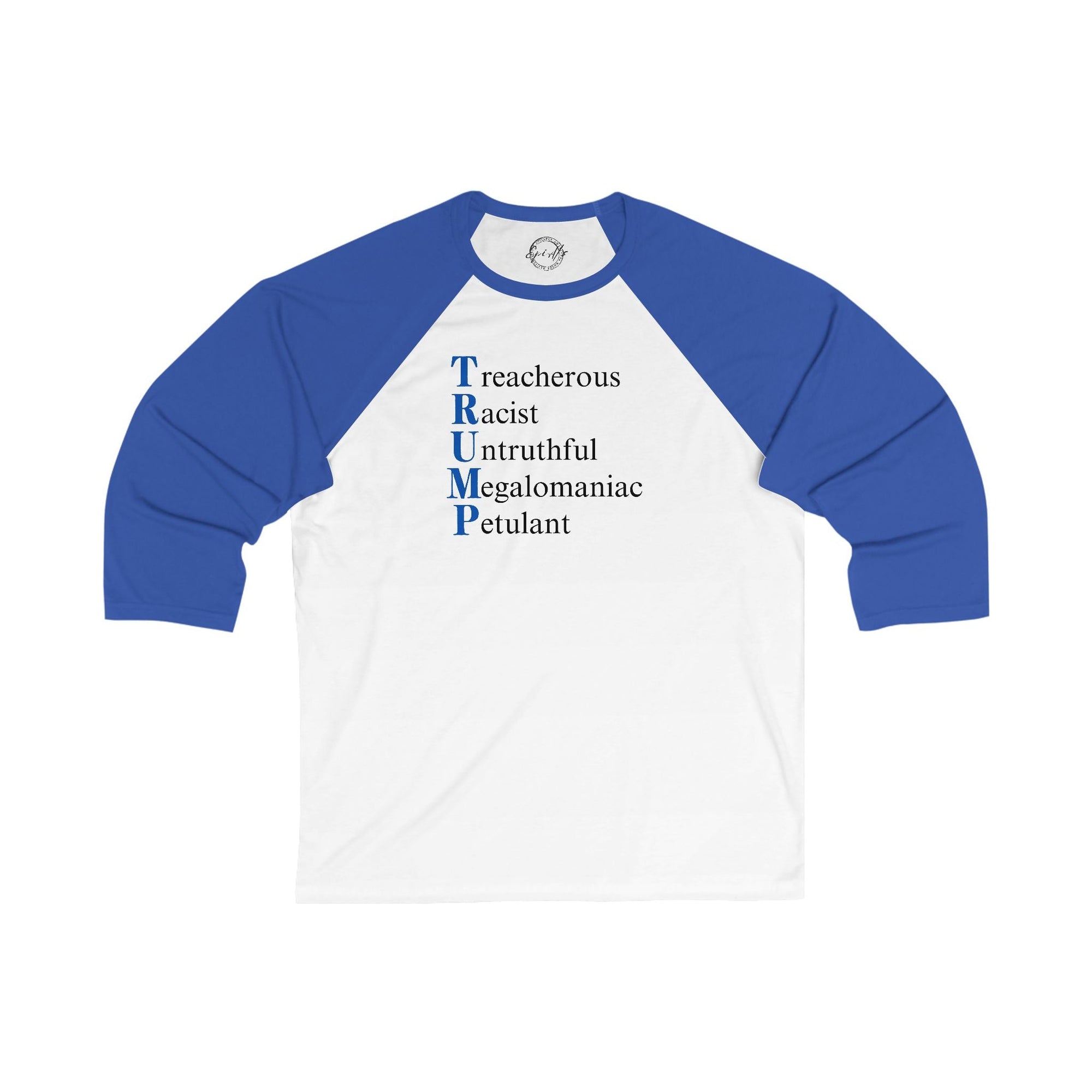 Patriotic Baseball Tee - Unisex 3/4 Sleeve with Anti-Trump Design Printify