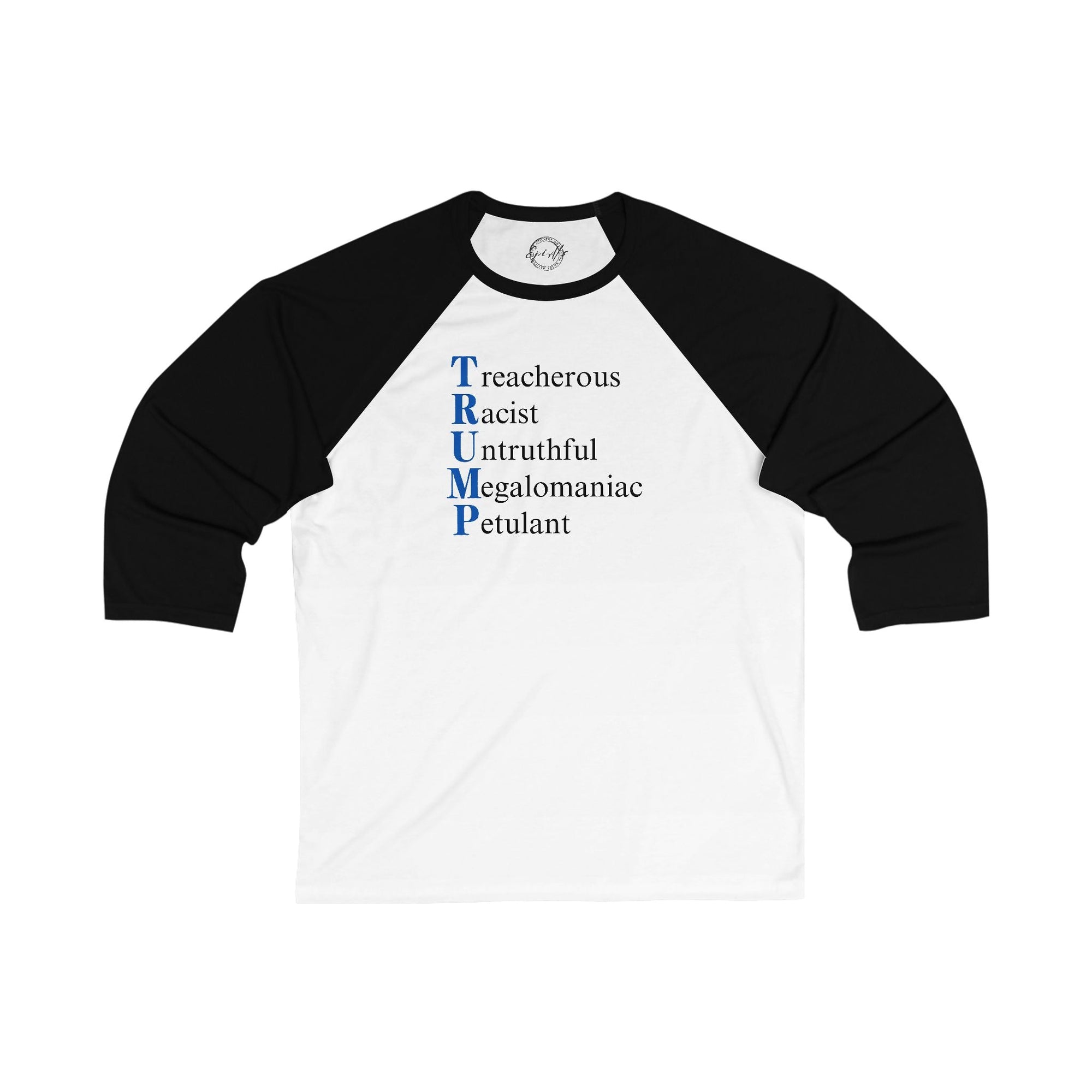 Patriotic Baseball Tee - Unisex 3/4 Sleeve with Anti-Trump Design Printify