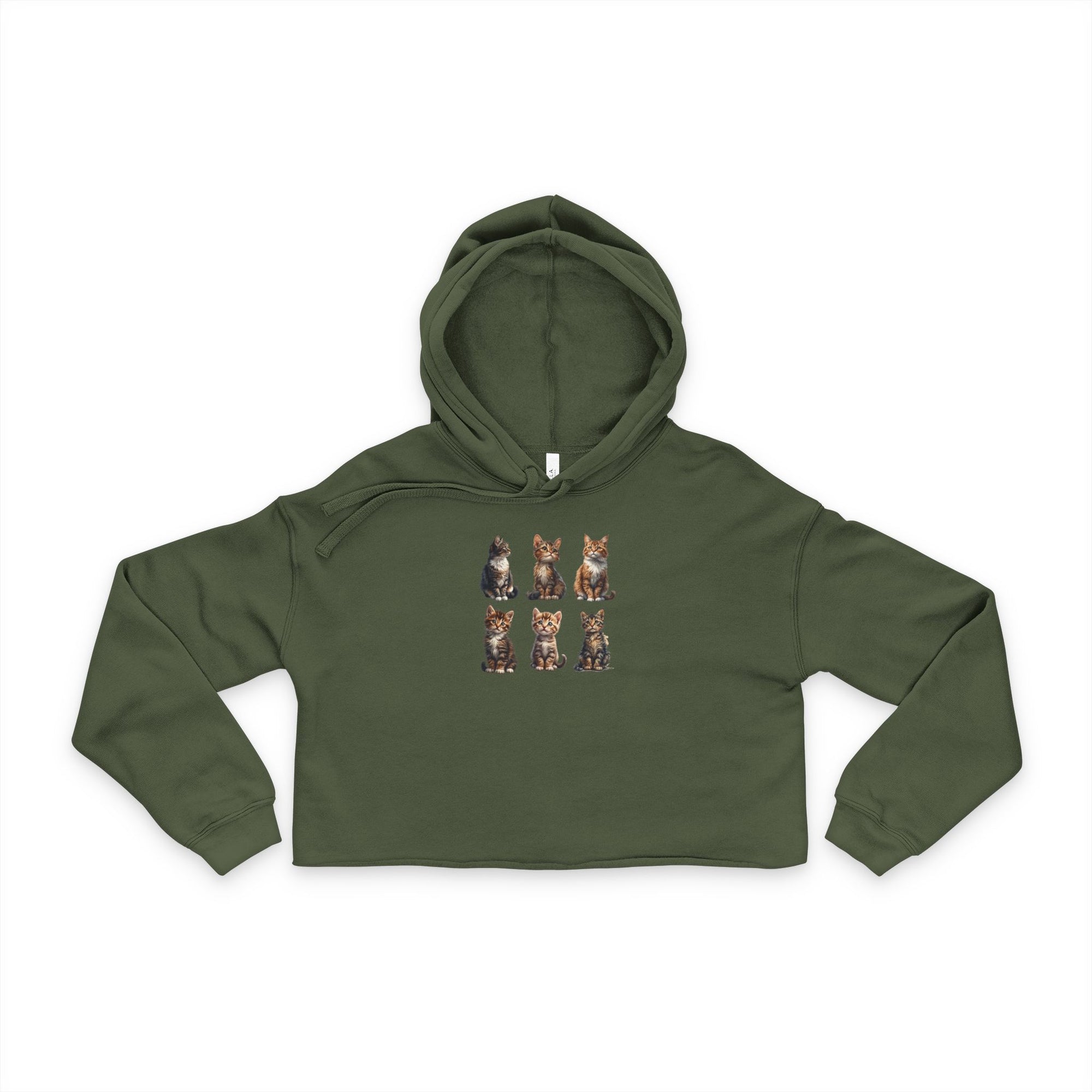 Cute Cat Graphic Cropped Hoodie