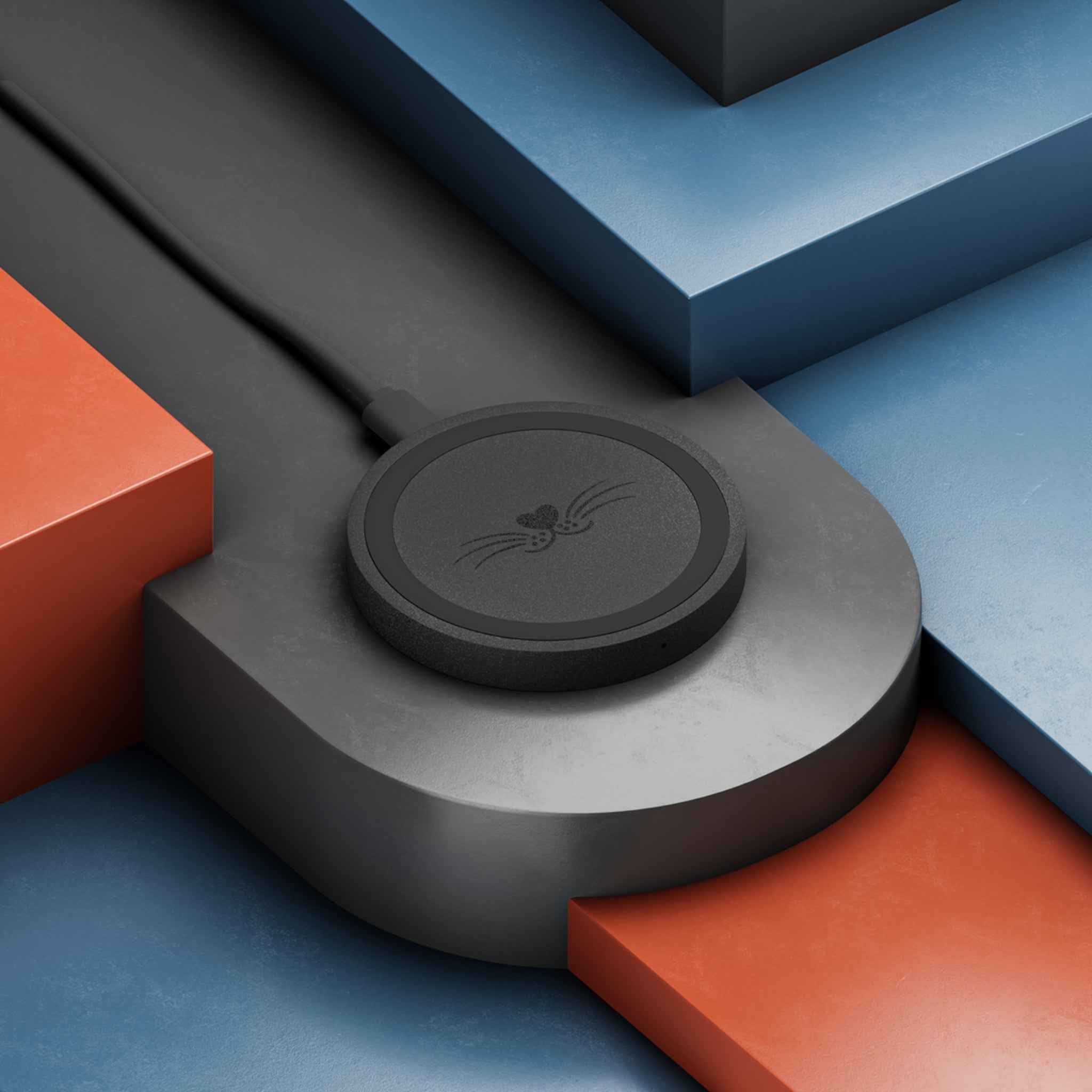 “Midnight Whiskers” Minimalist Cat Wireless Charging Pad