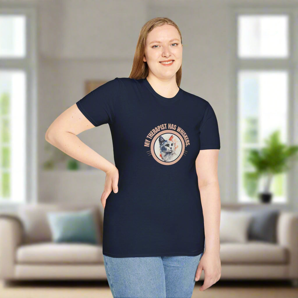 Whimsical Cat Therapy T-Shirt | Cute Pet Lover Tee