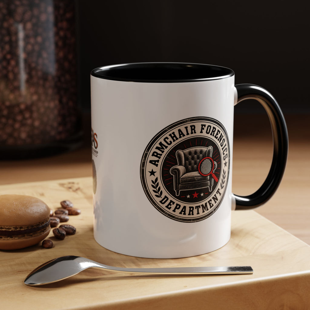 Armchair Forensics Department Accent Coffee Mug, True Crime Mug, 11 oz & 15 oz