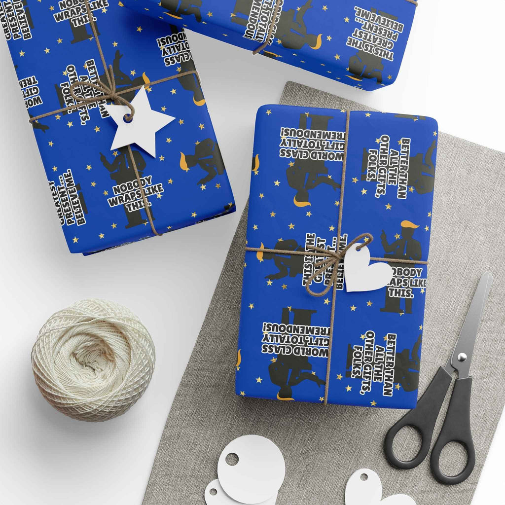 “Greatest Present, Believe Me” Political Parody Wrapping Paper