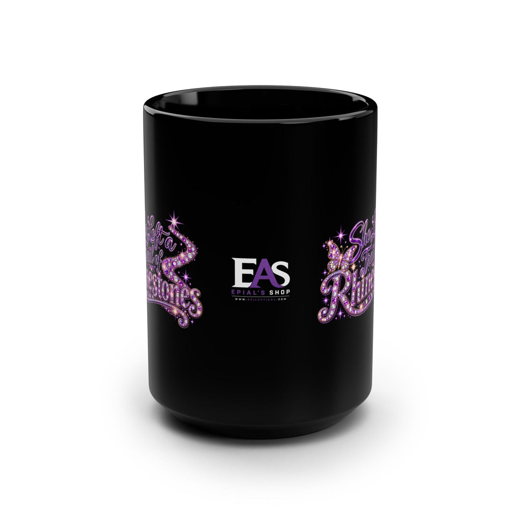 She Left a Trail of Rhinestones Black 15oz Mug