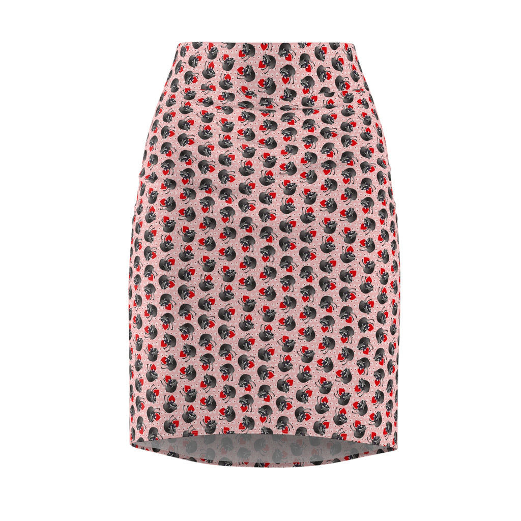 Jimothy the Raccoon Pencil Skirt | Hearts & Paw Prints Women's Fitted Skirt