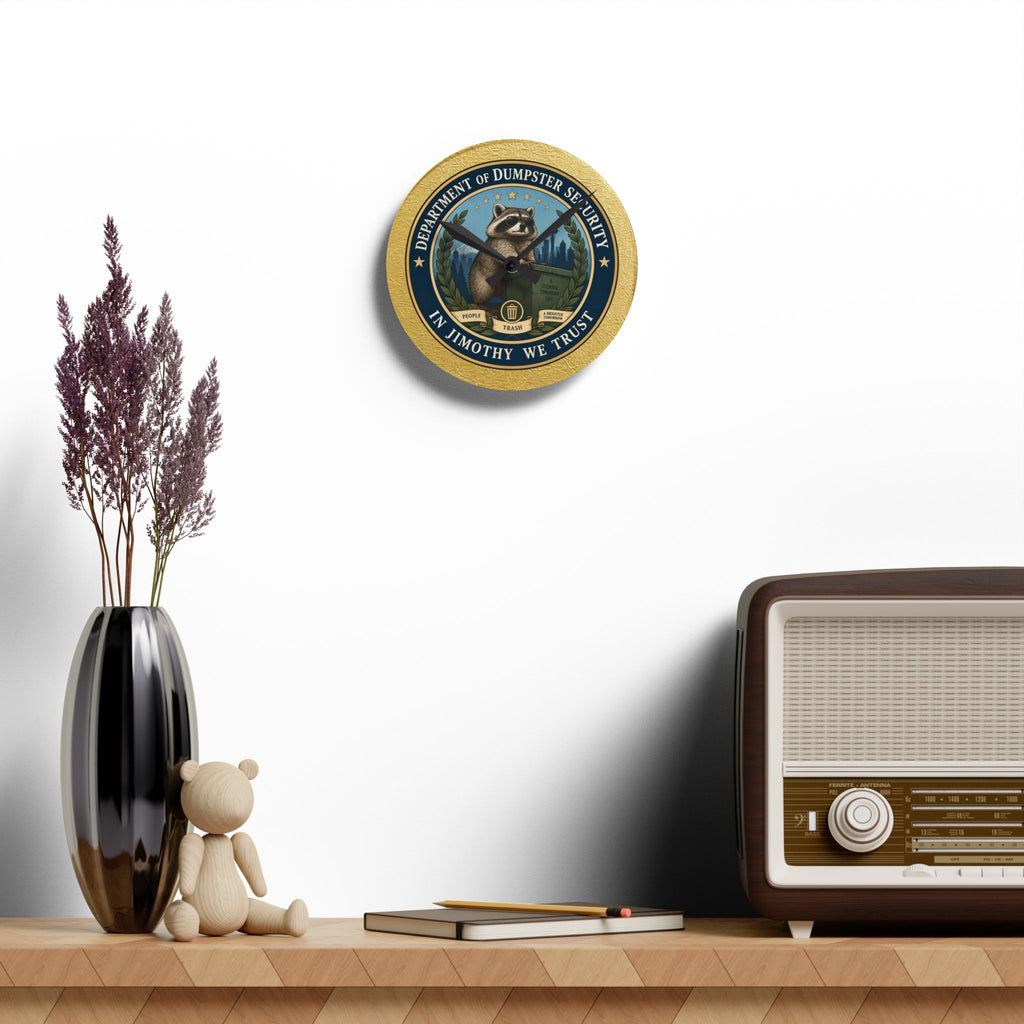 Department of Dumpster Security Jimothy Wall Clock | Raccoon Humor Decor