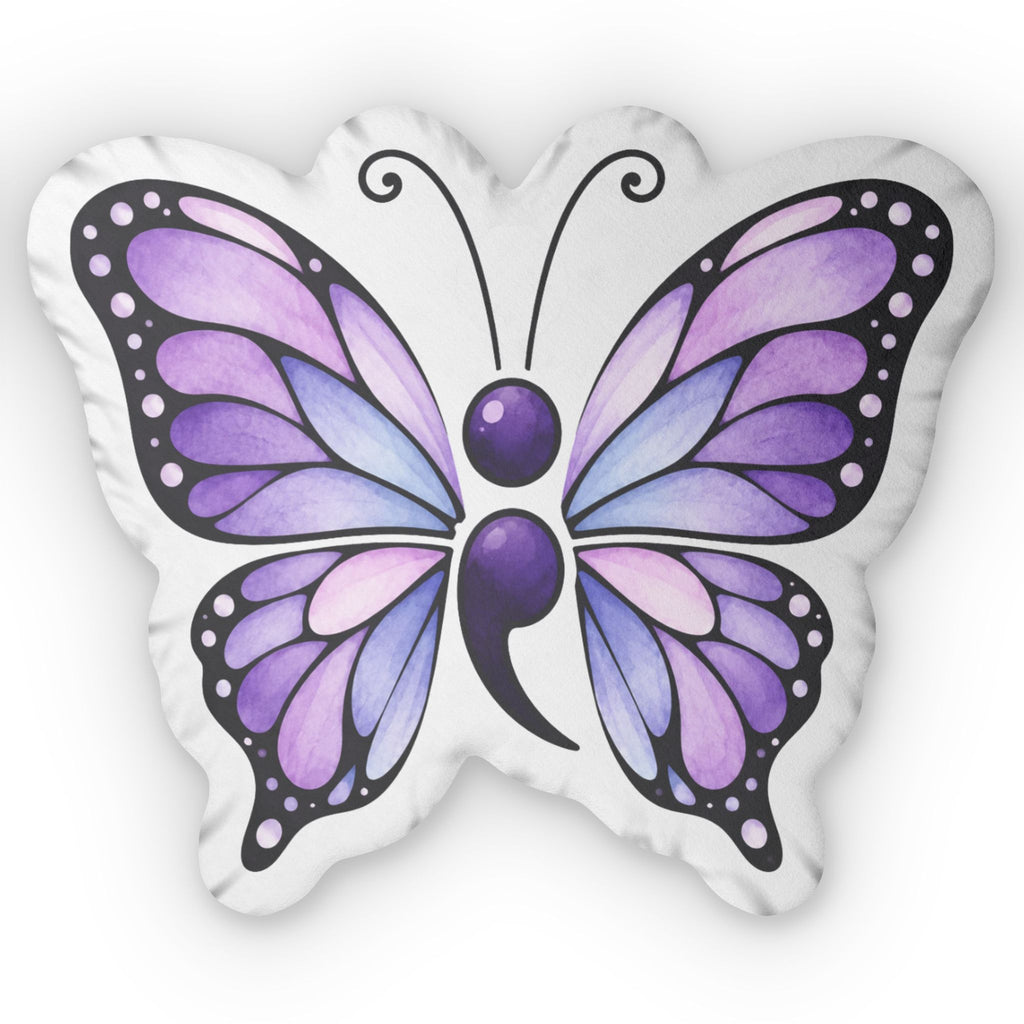 Semicolon Butterfly Shaped Pillow | Suicide Awareness & Mental Health Support