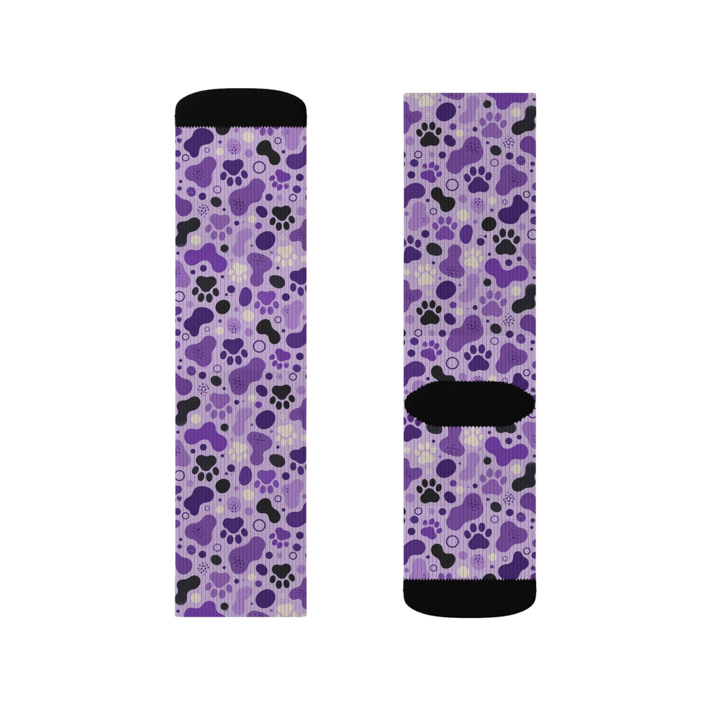 Purple Paws Cat Lover Crew Socks for Cat Ladies
