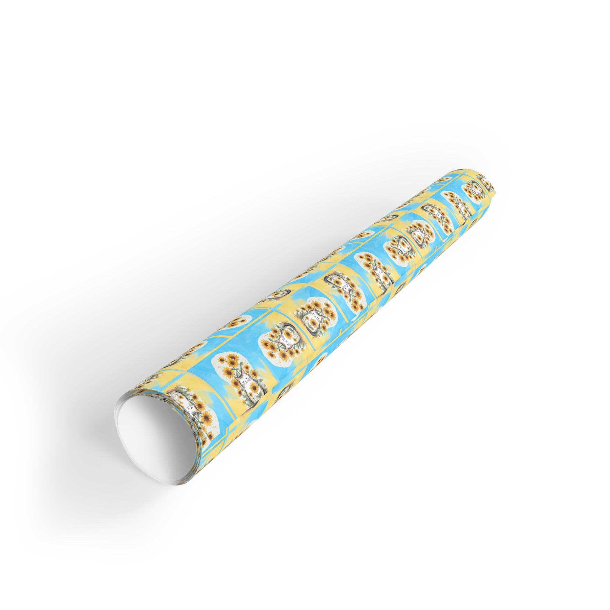 Cheerful Sunflower Kitty Gift Wrapping Paper Roll