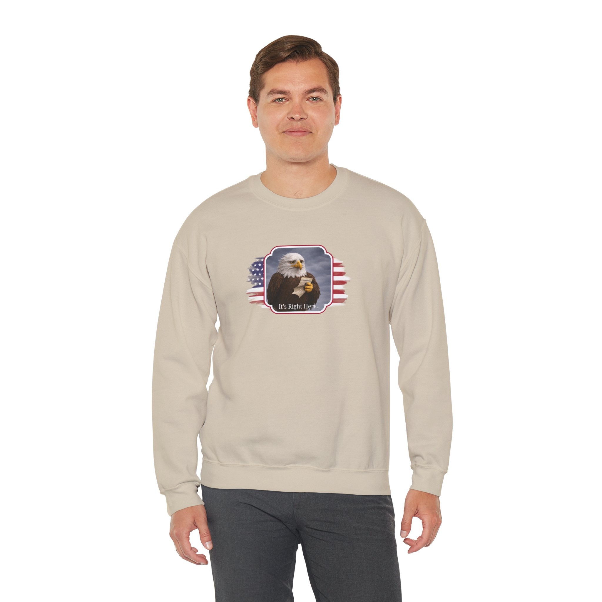 “It’s Right Here” Political Parody Crewneck Sweatshirt