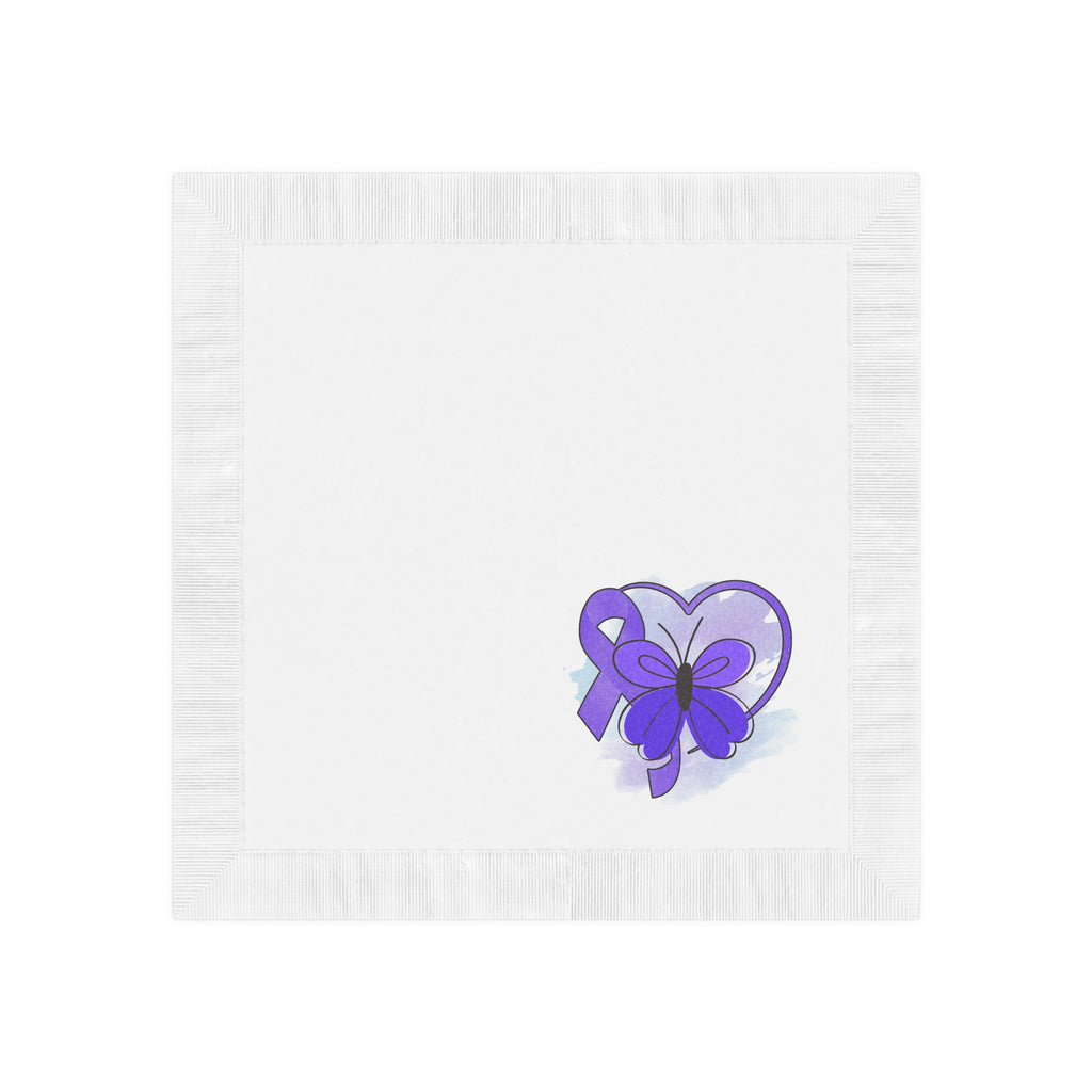 Simple Purple Butterfly Epilepsy Awareness White Coined Napkins
