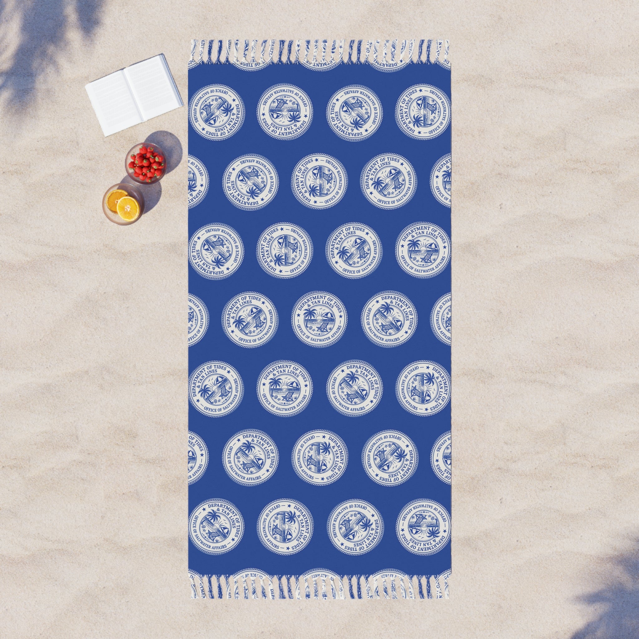 Department of Tides & Tan Lines Beach Blanket – Coastal Seal Boho Towel, Office of Saltwater Affairs