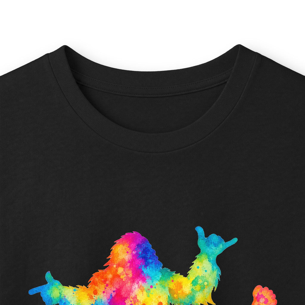 Rainbow Dancing Bigfoot Long Sleeve T-Shirt | Colorful Psychedelic Sasquatch Tee